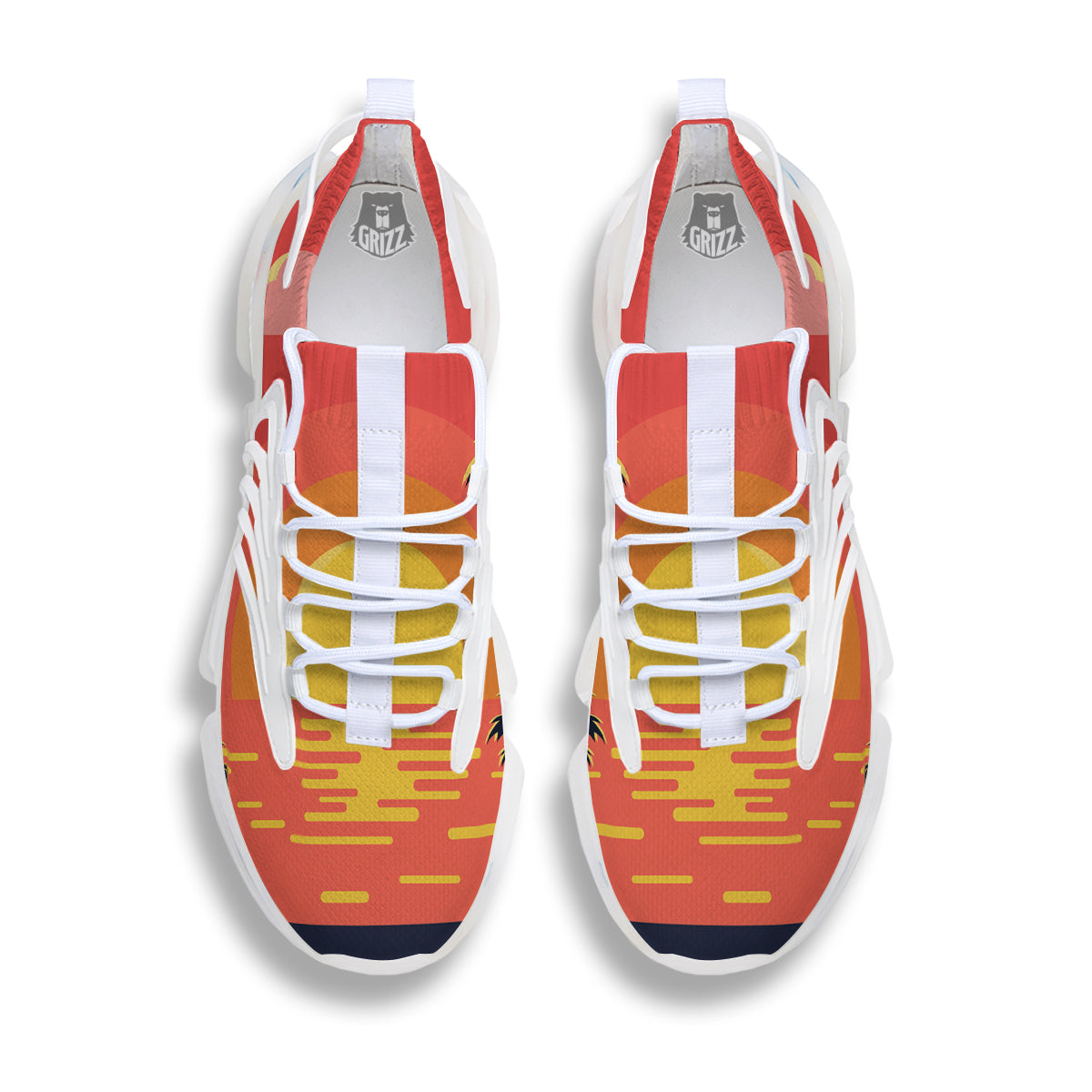 Sunset And Beach Pink Sky Print White Gym Shoes-grizzshop