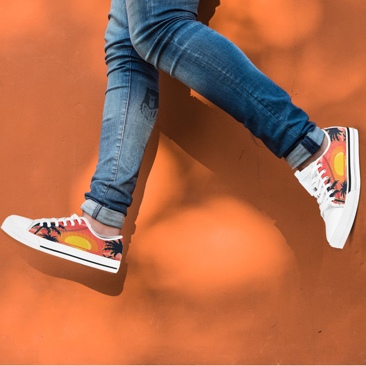 Sunset And Beach Pink Sky Print White Low Top Shoes-grizzshop