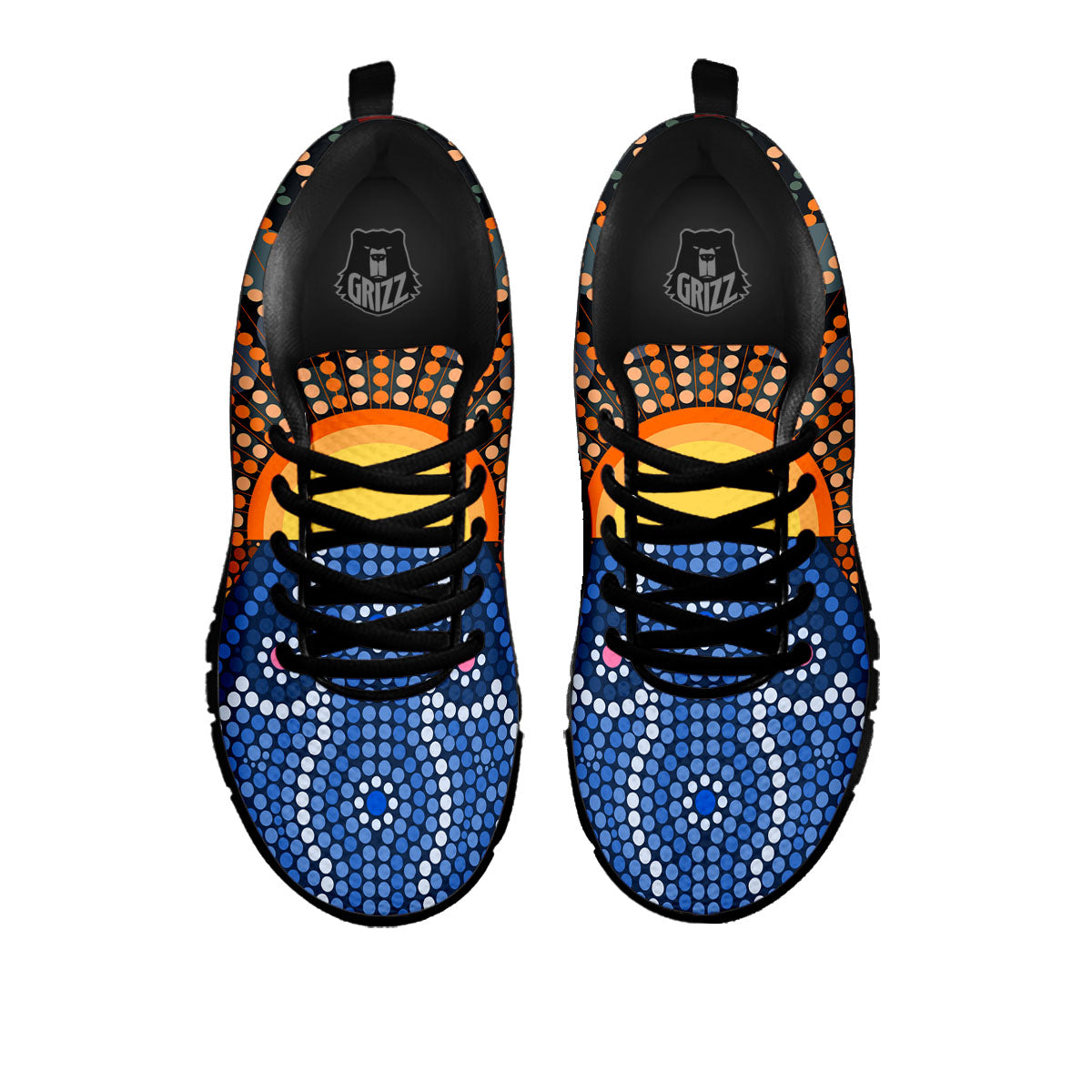Sunset Art Aboriginal Indigenous Print Black Sneaker-grizzshop