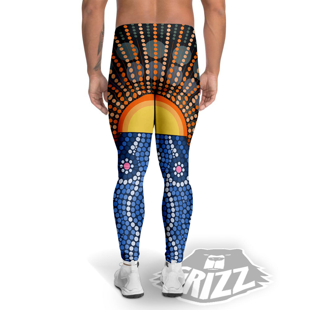 Sunset Art Aboriginal Indigenous Print Men's Leggings-grizzshop