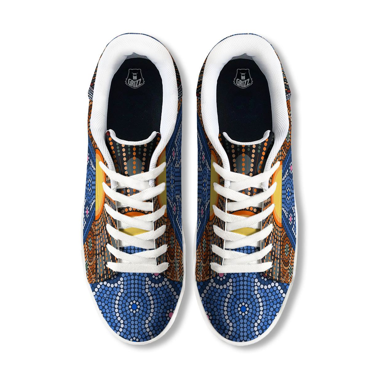 Sunset Art Aboriginal Indigenous Print White Low Top Sneakers-grizzshop