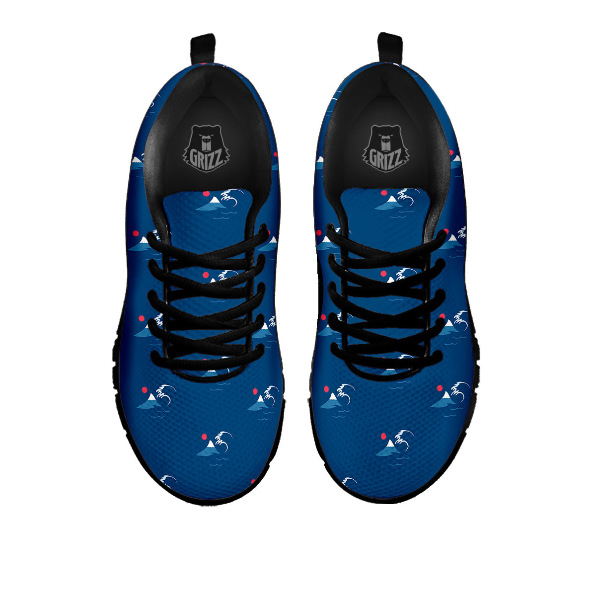 Sunset Japanese Print Pattern Black Sneaker-grizzshop