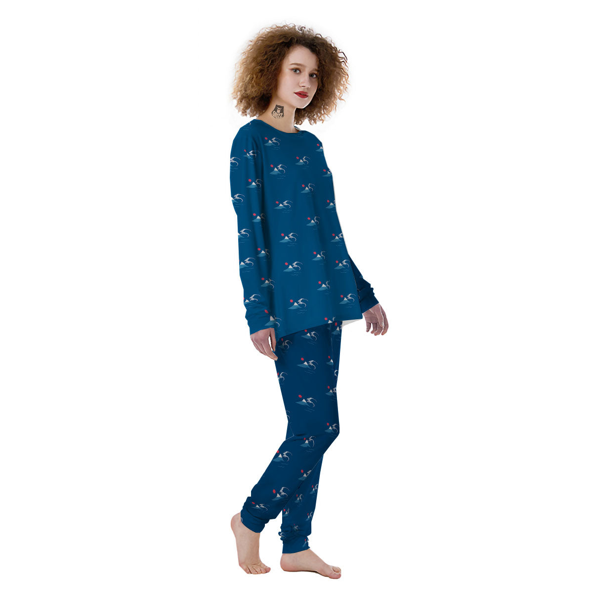 Sunset Japanese Print Pattern Women's Pajamas-grizzshop
