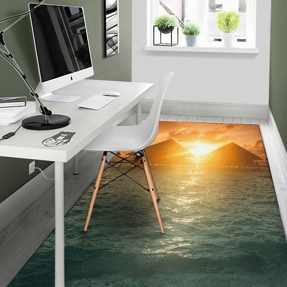 Sunset Maldives Print Floor Mat-grizzshop