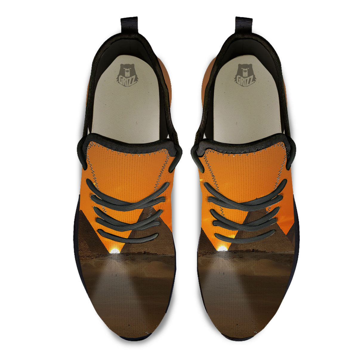 Sunset Pyramid Print Black Athletic Shoes-grizzshop