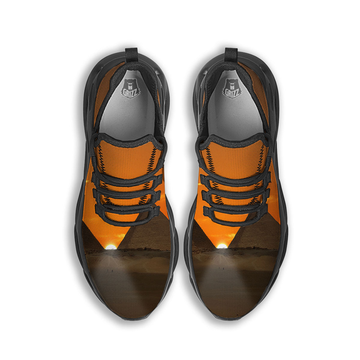 Sunset Pyramid Print Black Running Shoes-grizzshop