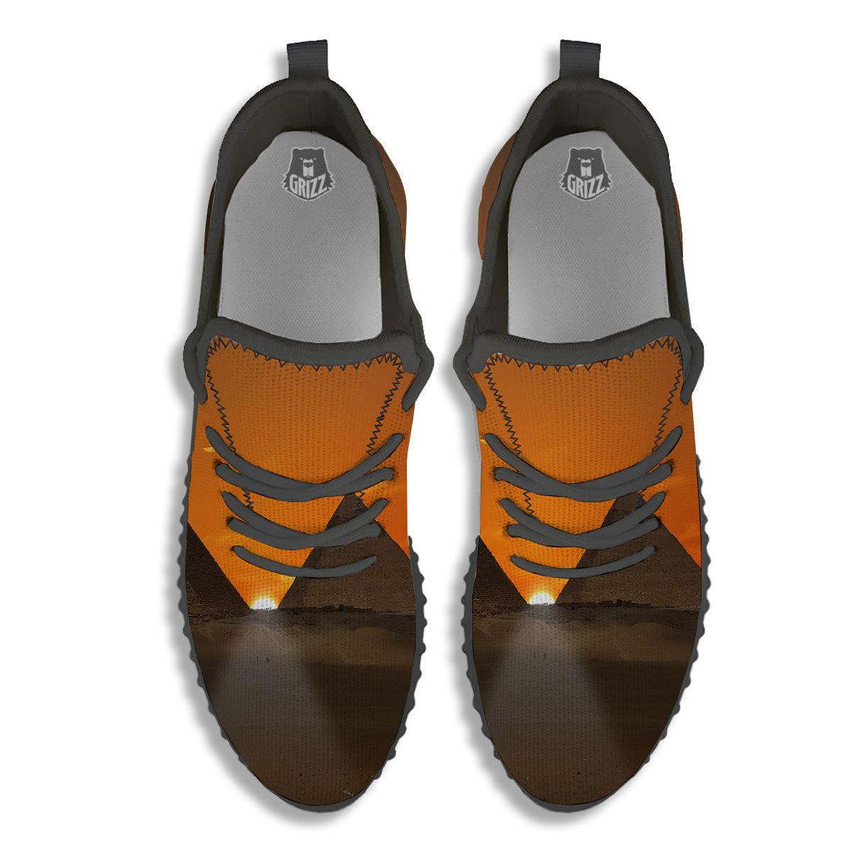 Sunset Pyramid Print Black Walking Shoes-grizzshop