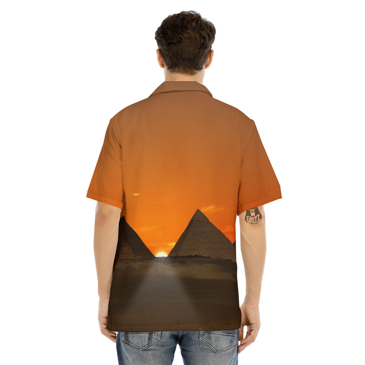 Sunset Pyramid Print Men's Hawaiian Shirt-grizzshop