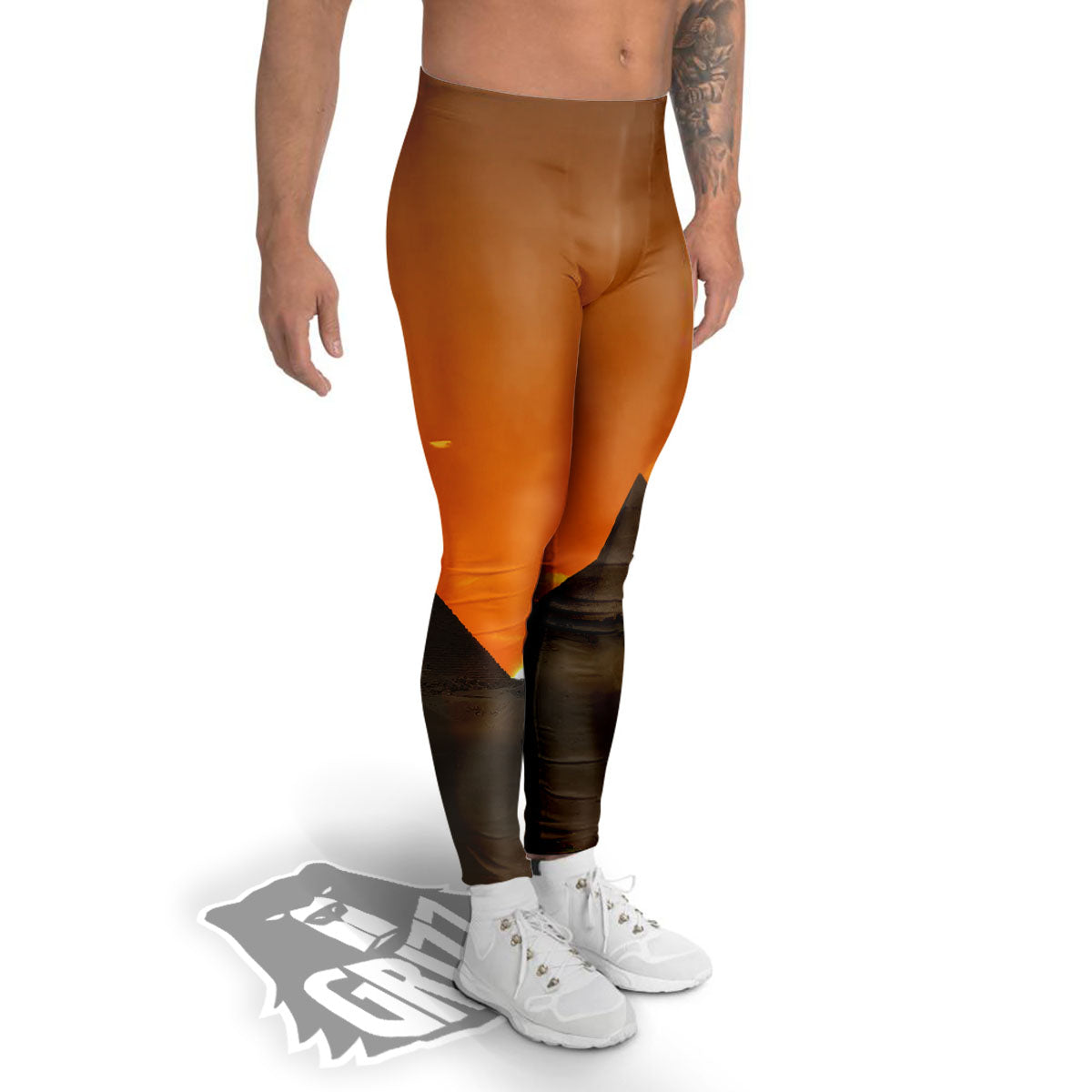 Sunset Pyramid Print Men's Leggings-grizzshop
