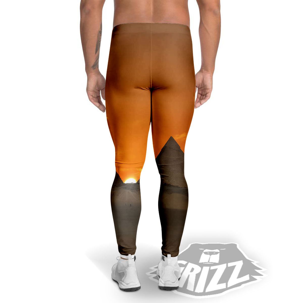 Sunset Pyramid Print Men's Leggings-grizzshop