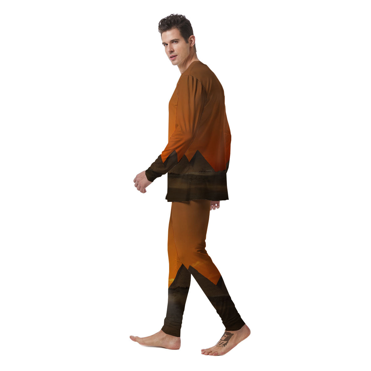 Sunset Pyramid Print Men's Pajamas-grizzshop