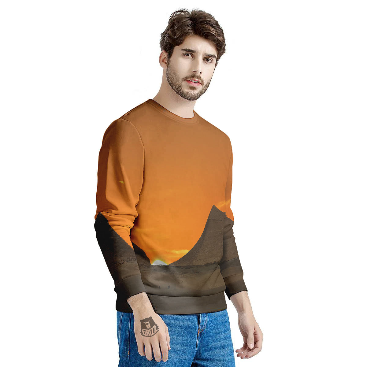 Sunset Pyramid Print Men's Sweatshirt-grizzshop