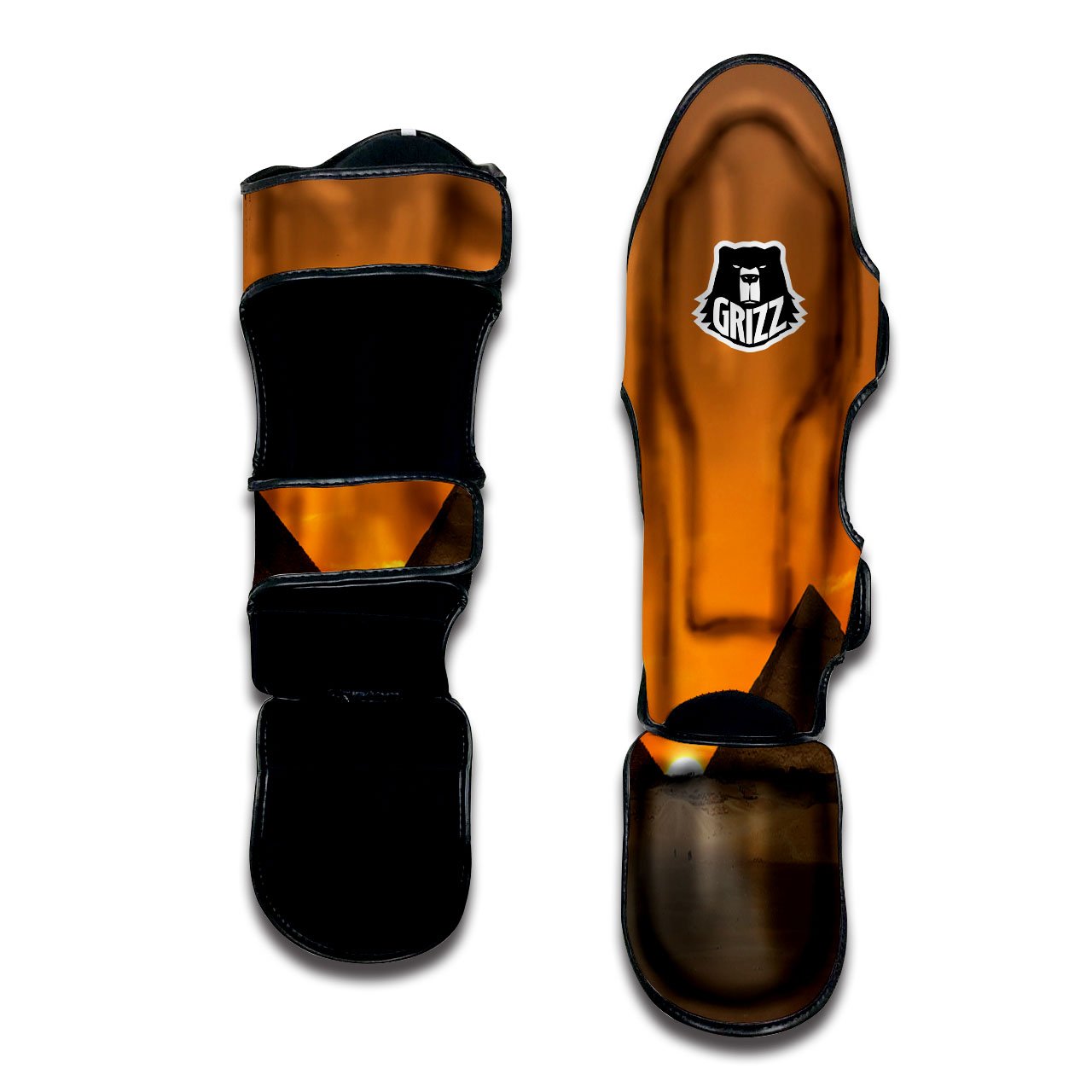 Sunset Pyramid Print Muay Thai Shin Guards-grizzshop