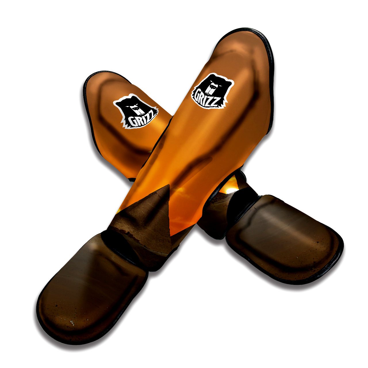 Sunset Pyramid Print Muay Thai Shin Guards-grizzshop