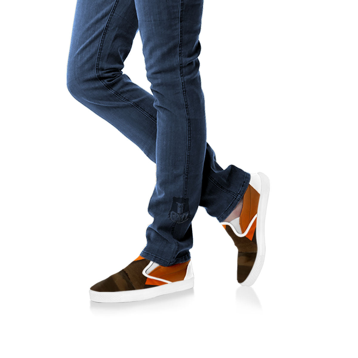 Sunset Pyramid Print White Slip On Shoes-grizzshop