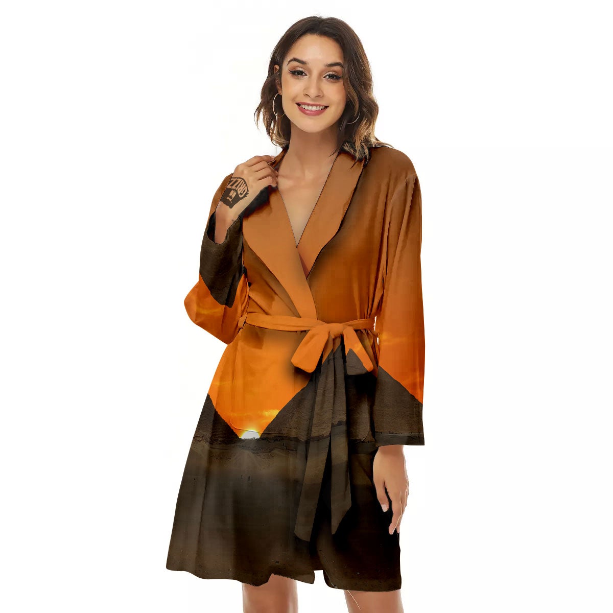 Sunset Pyramid Print Women's Robe-grizzshop
