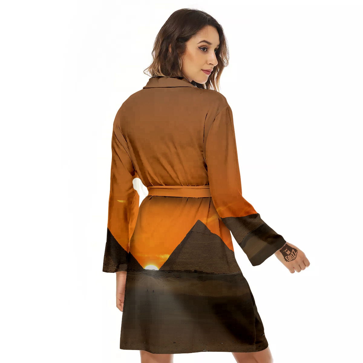 Sunset Pyramid Print Women's Robe-grizzshop