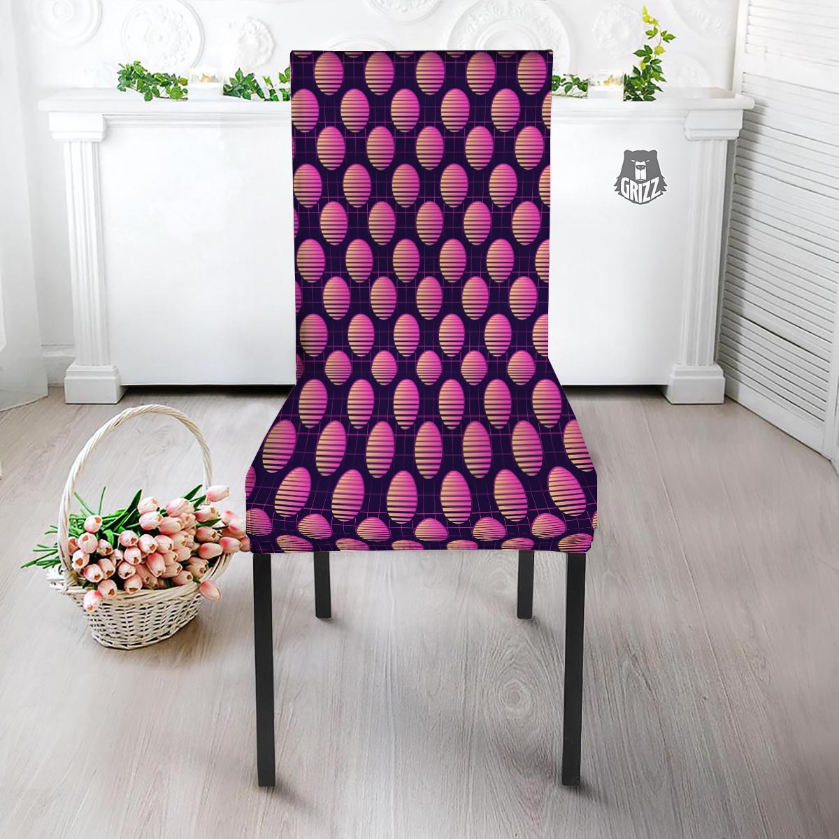 Sunset Retrowave Print Pattern Dining Chair Slipcover-grizzshop