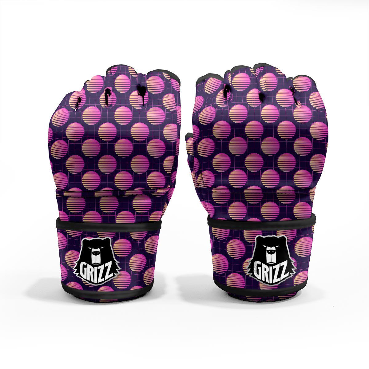 Sunset Retrowave Print Pattern MMA Gloves-grizzshop