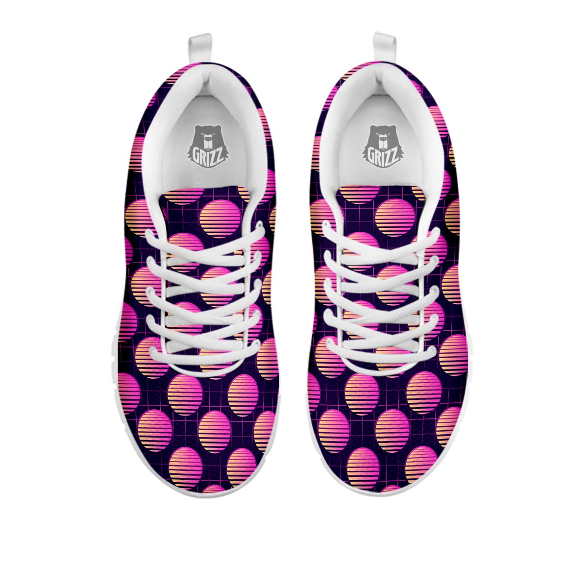 Sunset Retrowave Print Pattern White Sneaker-grizzshop