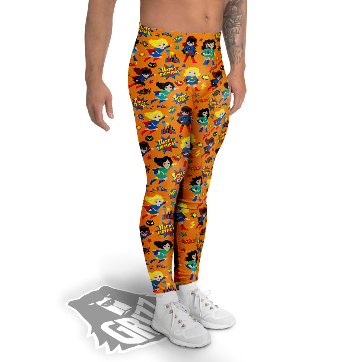 Superhero Girls Print Pattern Men's Leggings-grizzshop