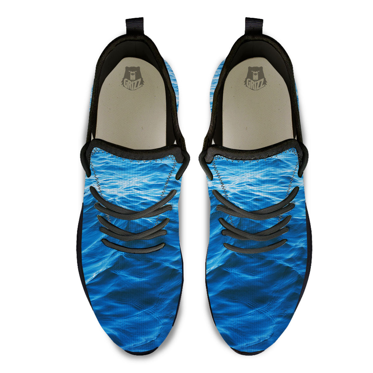 Surface Ocean Print Black Athletic Shoes-grizzshop
