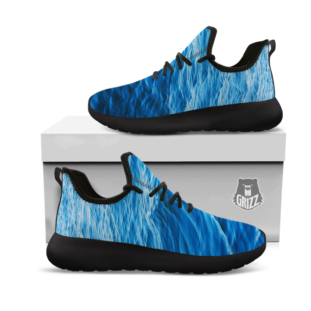 Surface Ocean Print Black Athletic Shoes-grizzshop