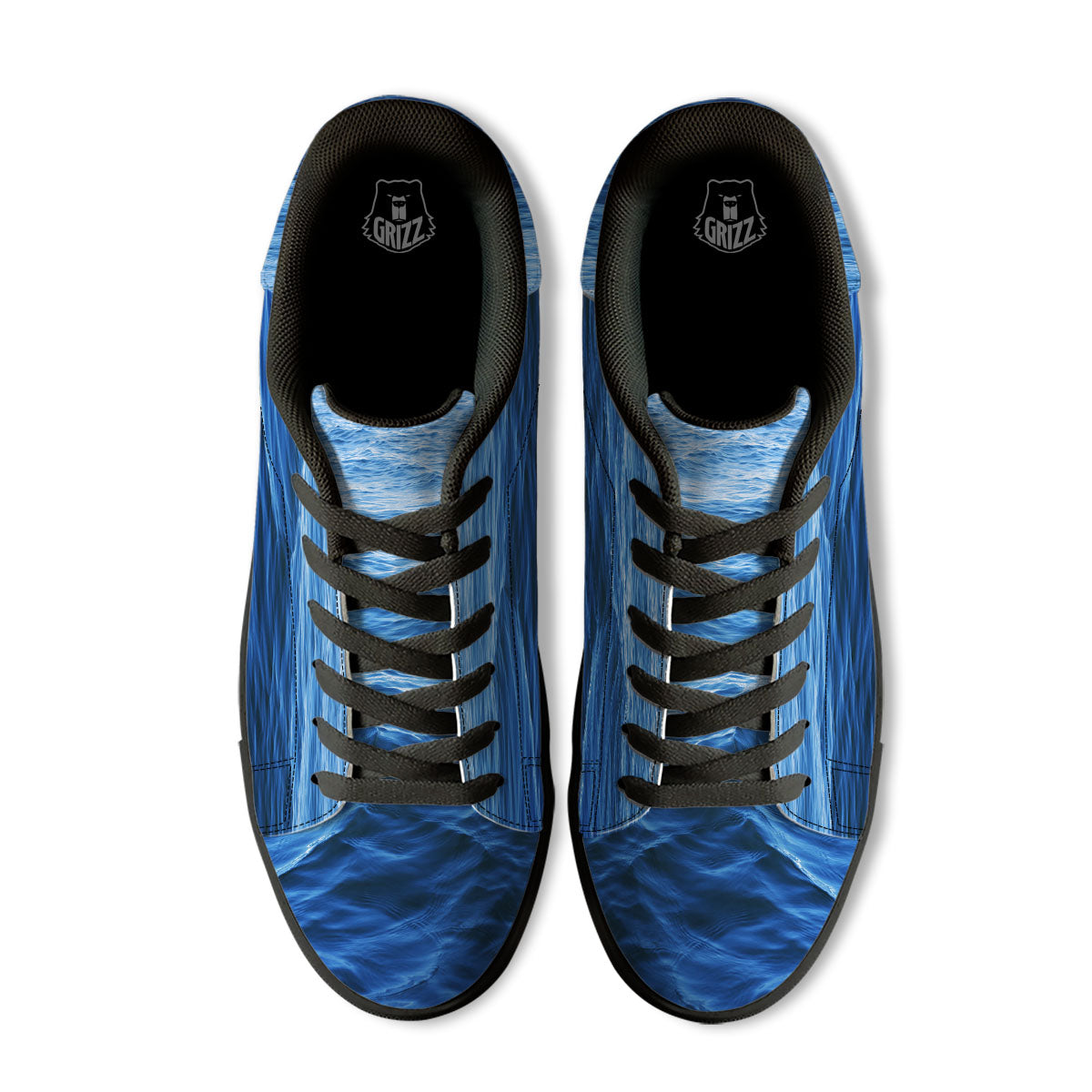 Surface Ocean Print Black Low Top Sneakers-grizzshop