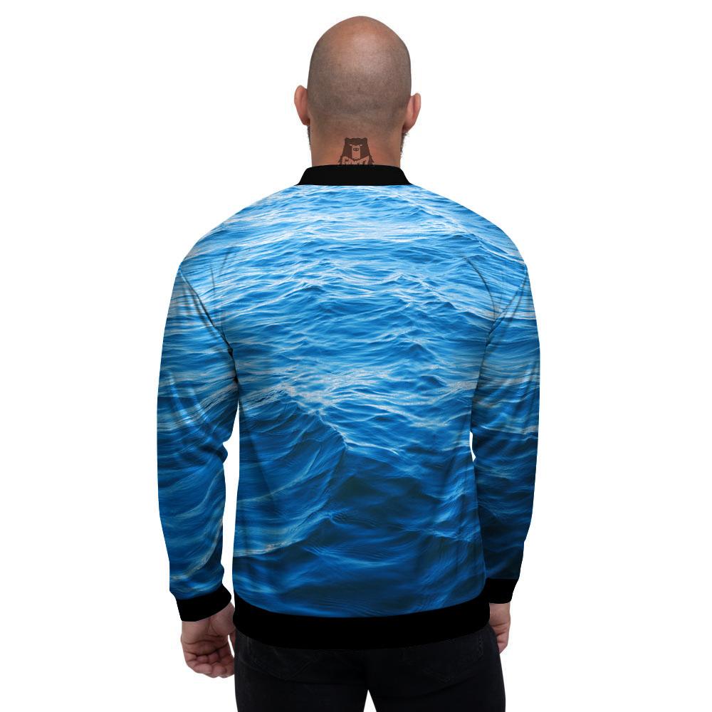 Surface Ocean Print Men's Bomber Jacket-grizzshop