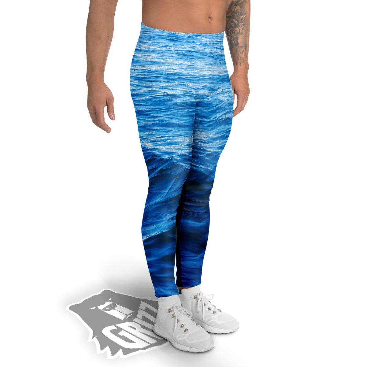 Surface Ocean Print Men's Leggings-grizzshop