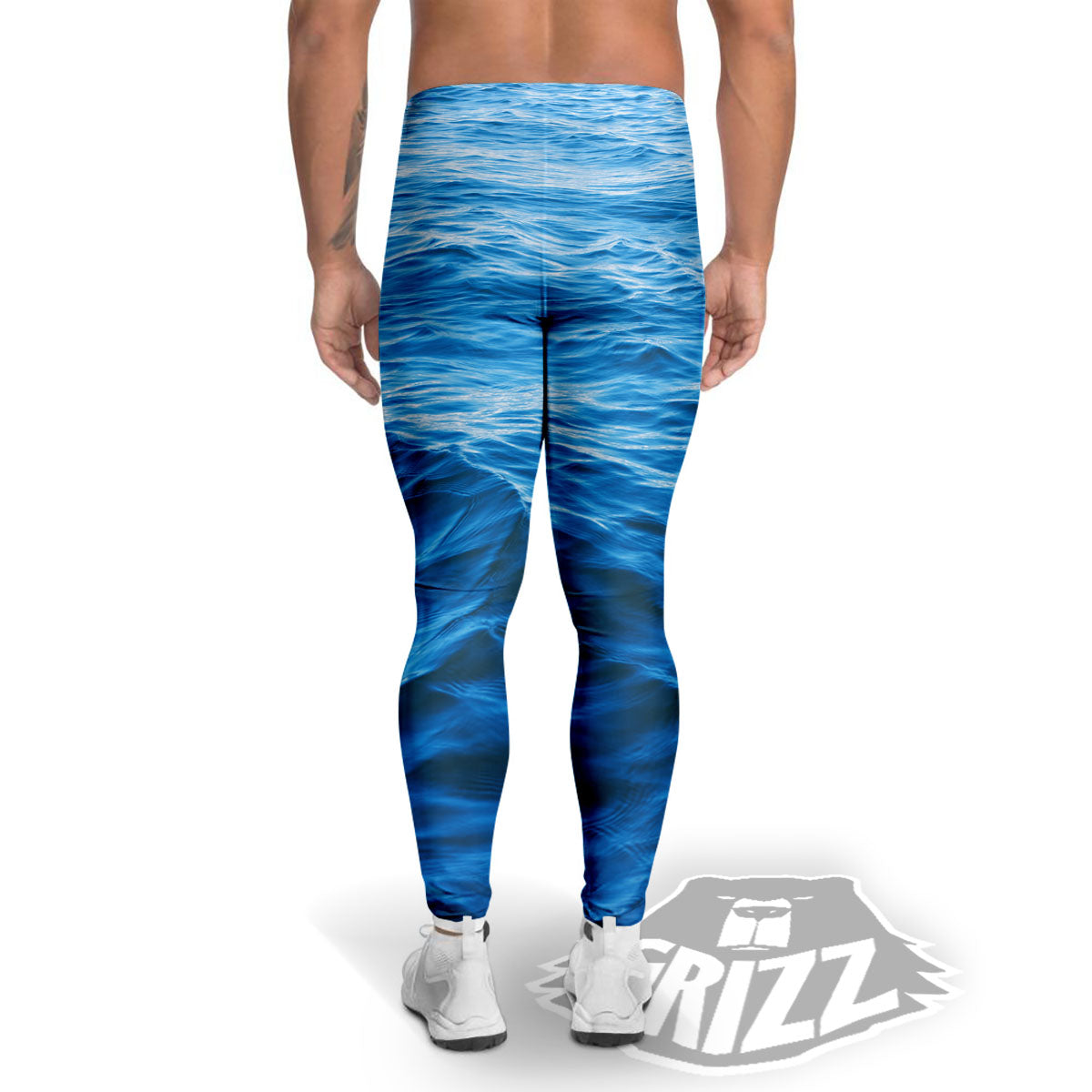 Surface Ocean Print Men's Leggings-grizzshop