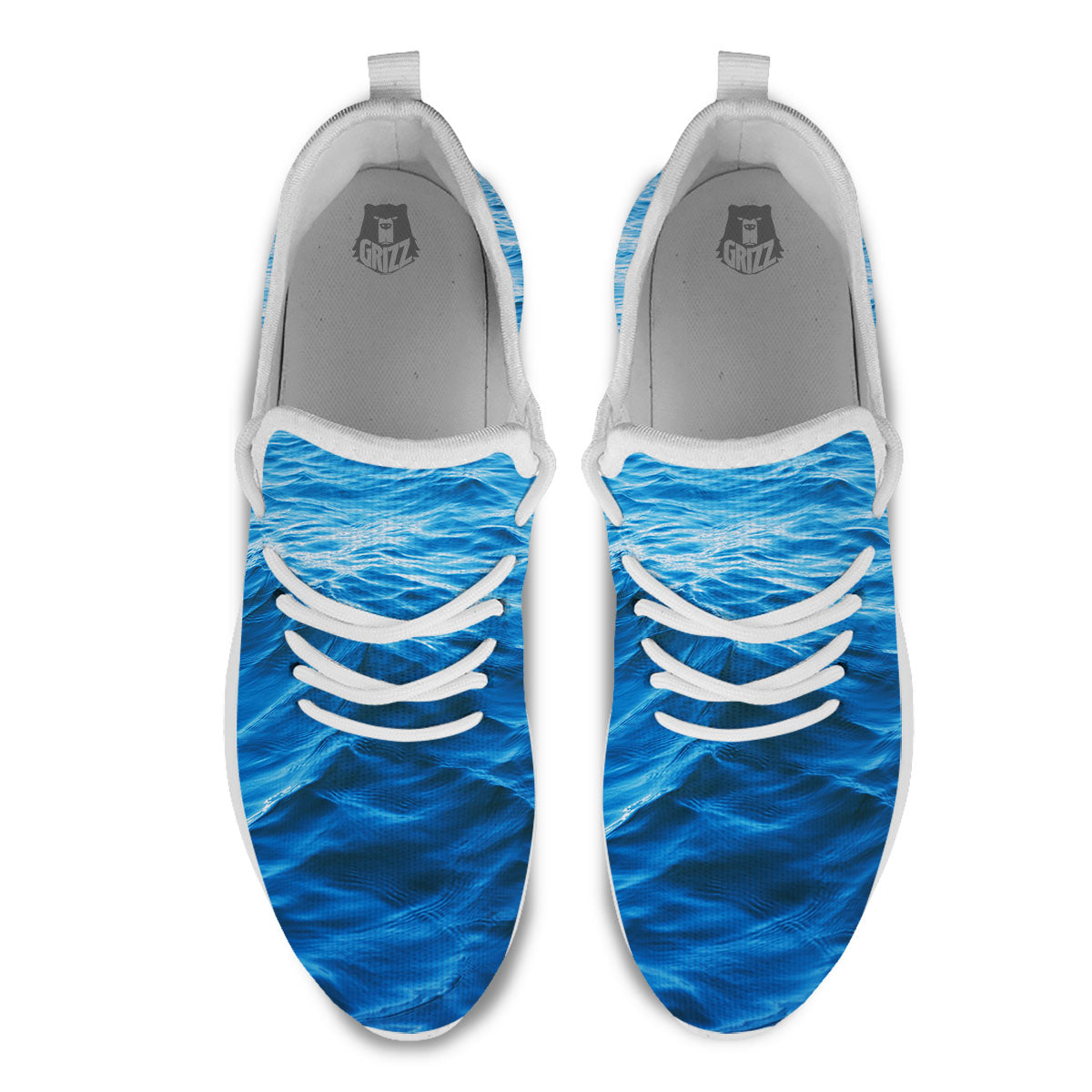 Surface Ocean Print White Athletic Shoes-grizzshop