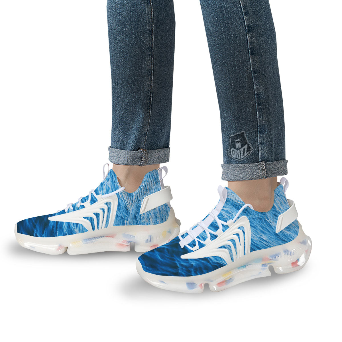Surface Ocean Print White Gym Shoes-grizzshop