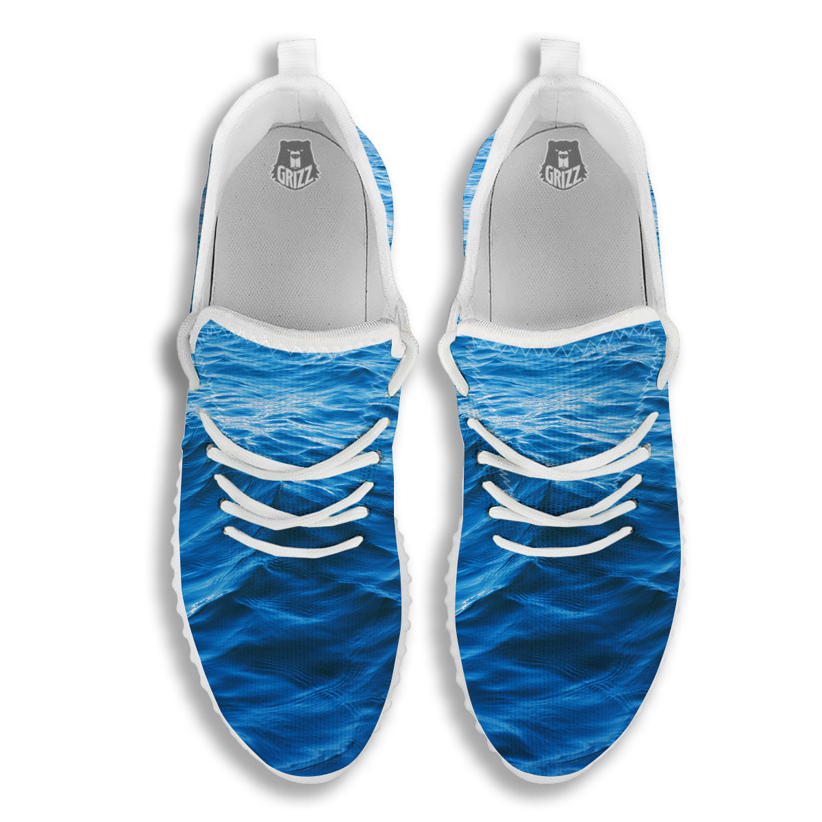 Surface Ocean Print White Walking Shoes-grizzshop