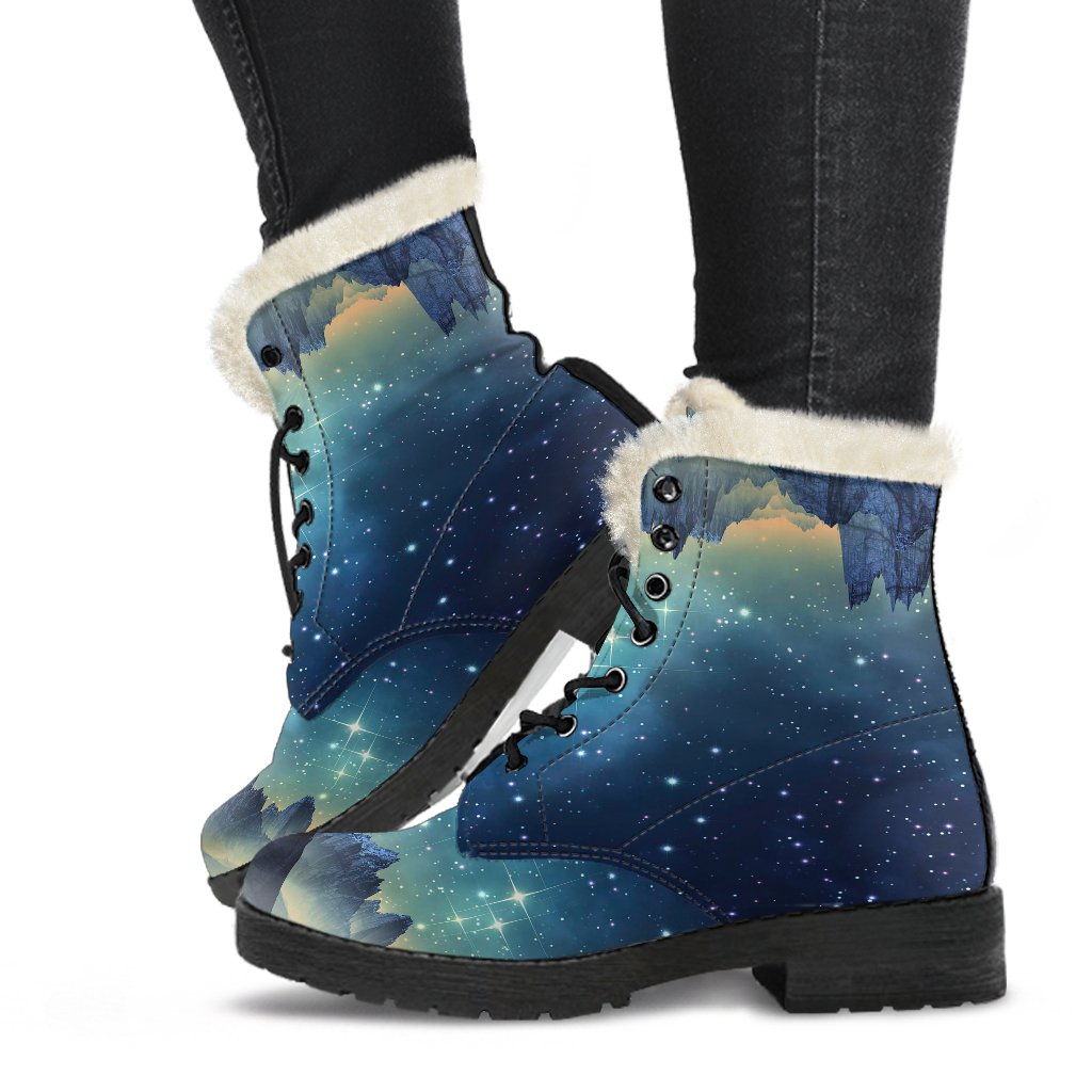 Surface Planet Galaxy Space Print Comfy Winter Boots-grizzshop