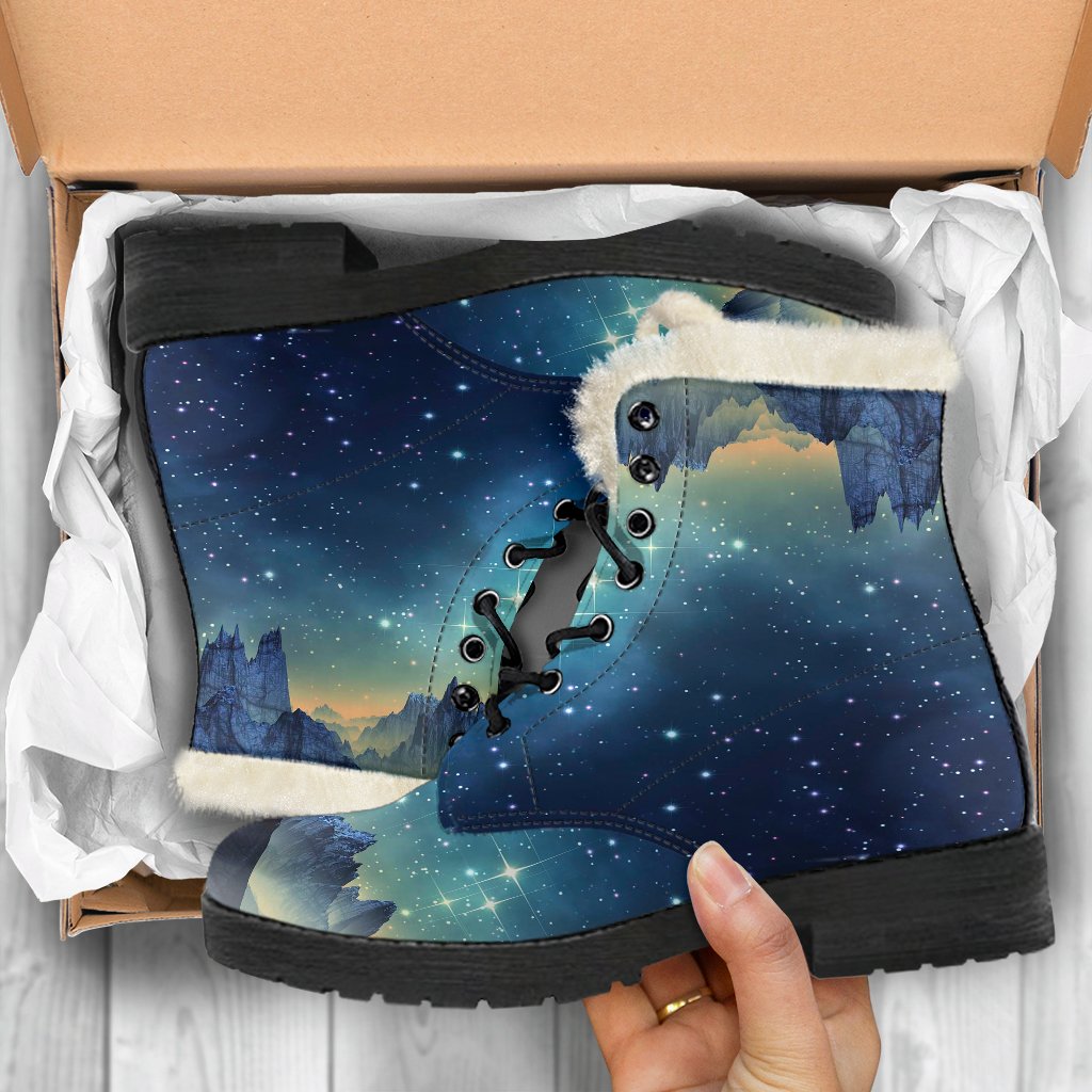 Surface Planet Galaxy Space Print Comfy Winter Boots-grizzshop