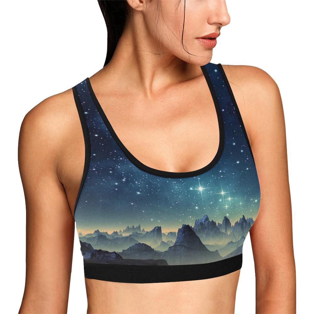 Surface Planet Galaxy Space Print Women Sports Bra-grizzshop