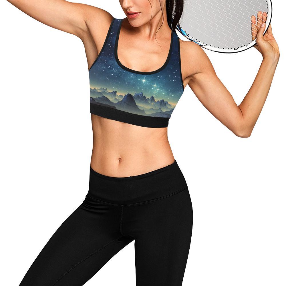 Surface Planet Galaxy Space Print Women Sports Bra-grizzshop