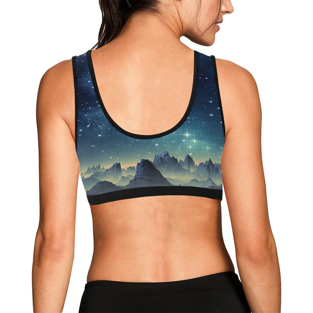 Surface Planet Galaxy Space Print Women Sports Bra-grizzshop