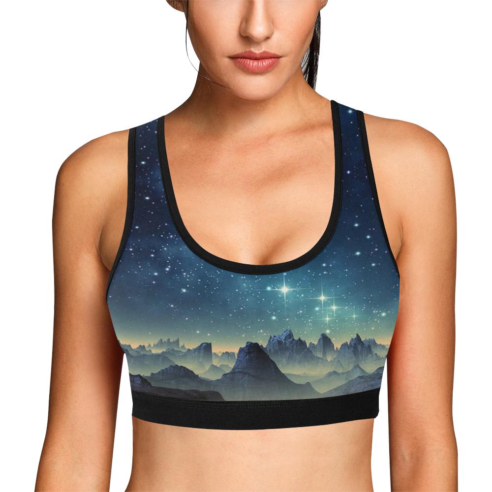 Surface Planet Galaxy Space Print Women Sports Bra-grizzshop
