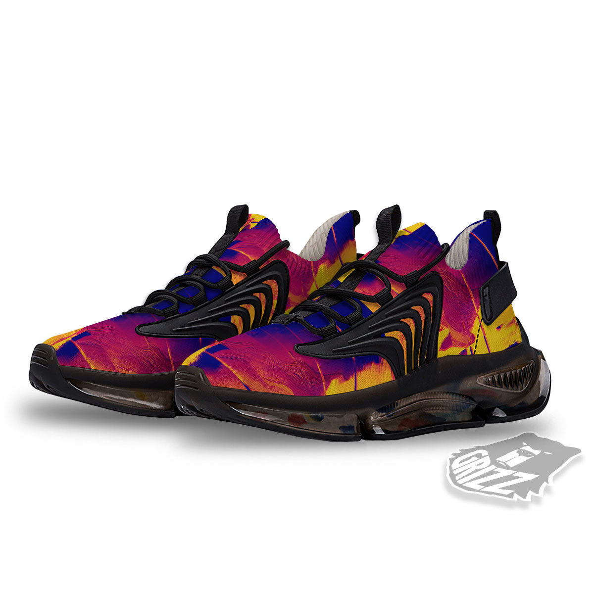 Surface Psychedelic Print Pattern Black Gym Shoes-grizzshop