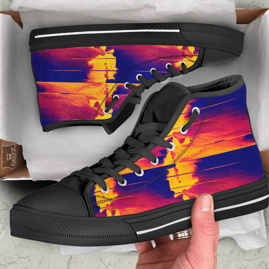 Surface Psychedelic Print Pattern Black High Top Shoes-grizzshop