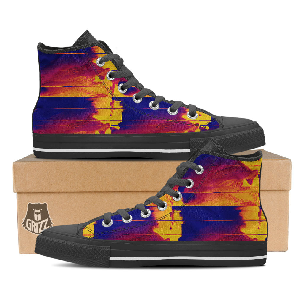 Surface Psychedelic Print Pattern Black High Top Shoes-grizzshop