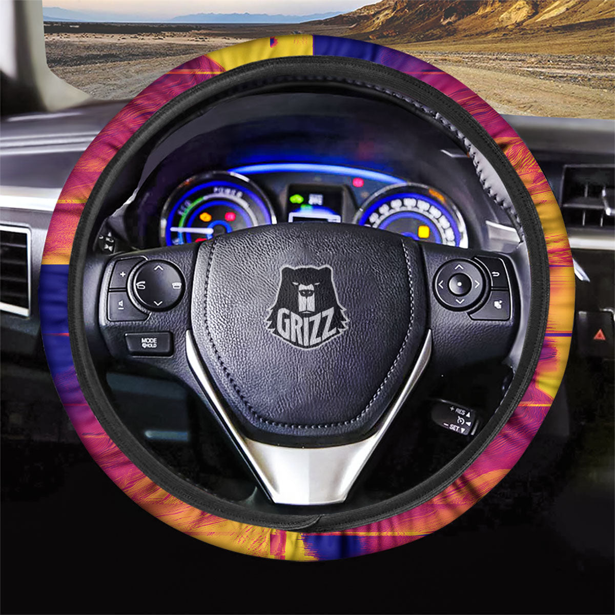 Surface Psychedelic Print Pattern Car Steering Wheel Cover-grizzshop
