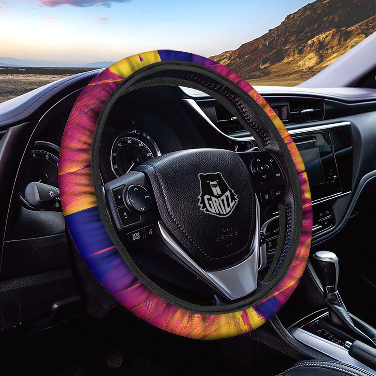 Surface Psychedelic Print Pattern Car Steering Wheel Cover-grizzshop