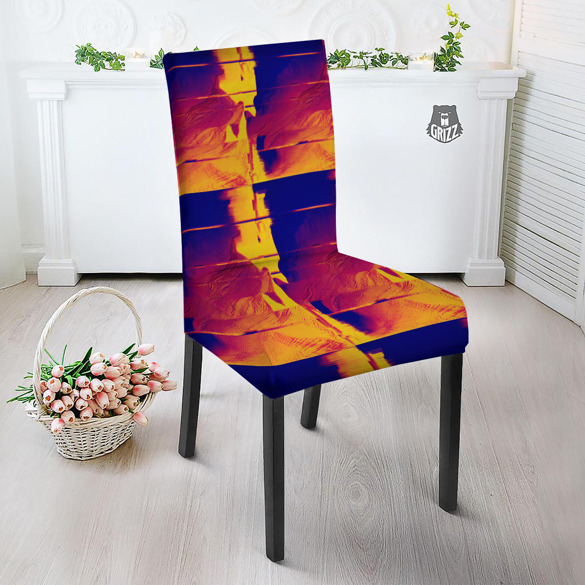 Surface Psychedelic Print Pattern Dining Chair Slipcover-grizzshop