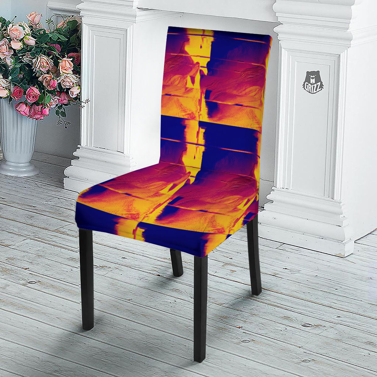 Surface Psychedelic Print Pattern Dining Chair Slipcover-grizzshop