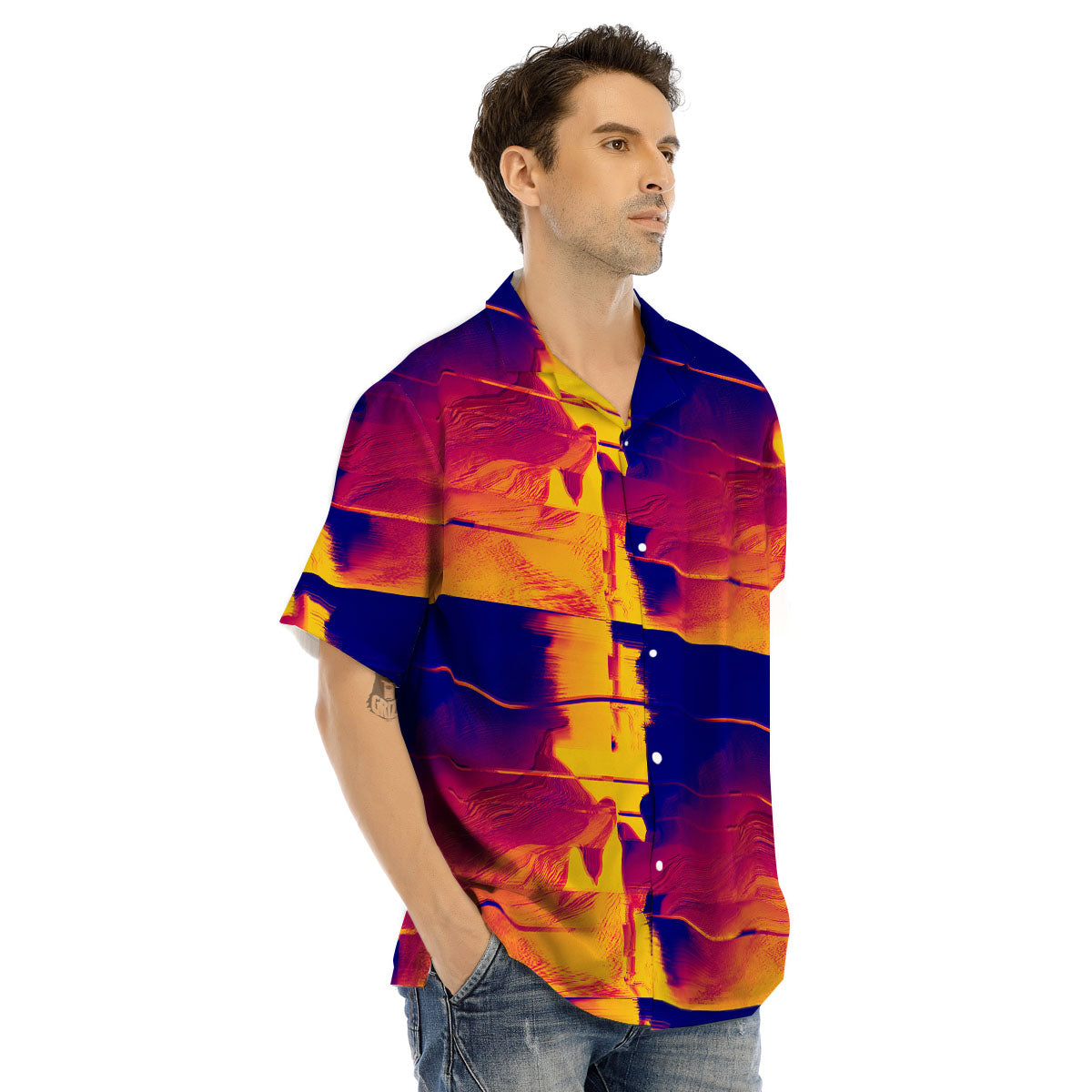 Surface Psychedelic Print Pattern Men's Hawaiian Shirt-grizzshop
