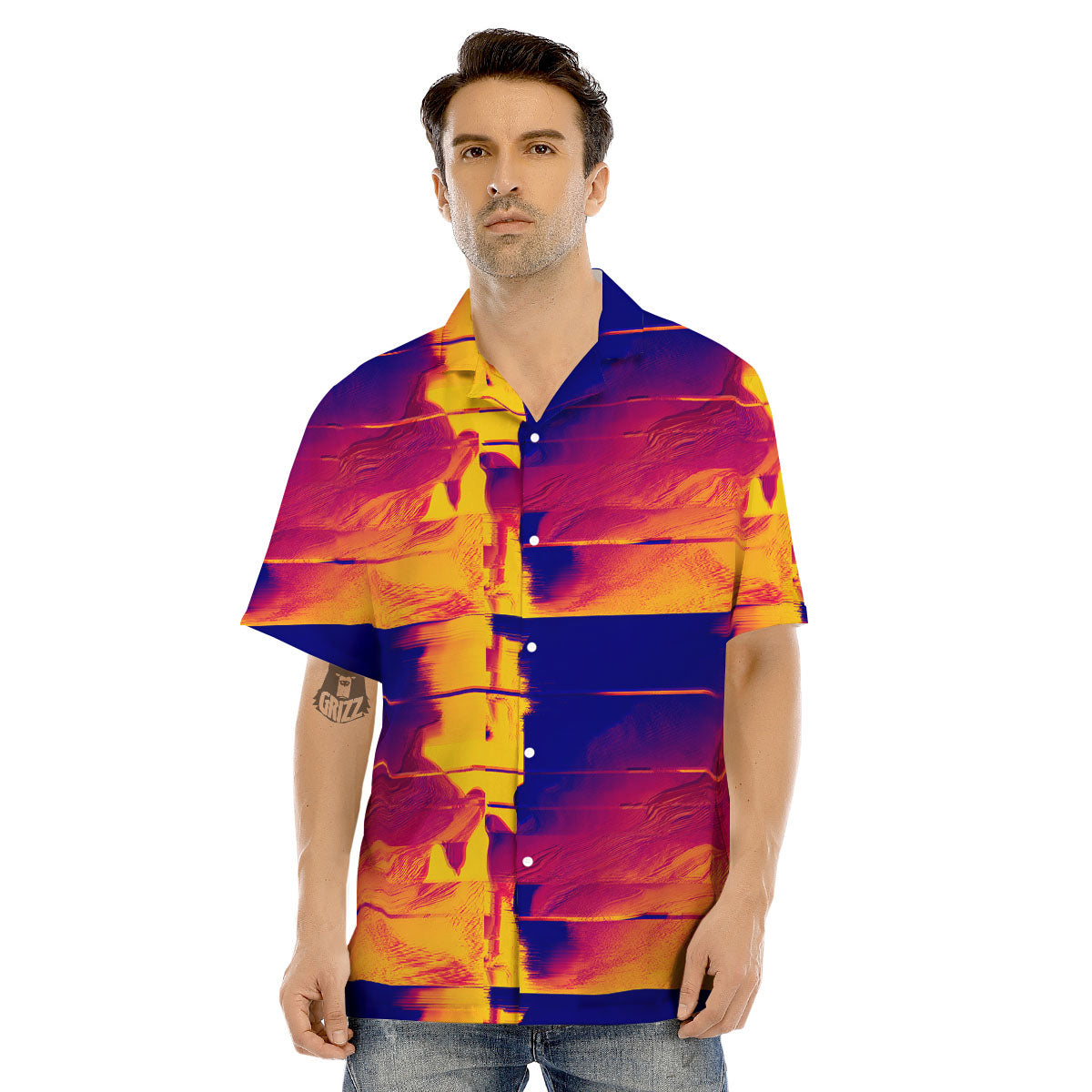 Surface Psychedelic Print Pattern Men's Hawaiian Shirt-grizzshop