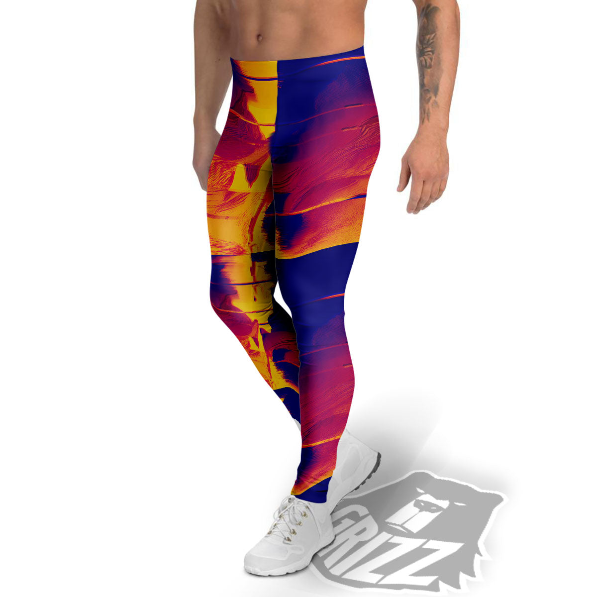 Surface Psychedelic Print Pattern Men's Leggings-grizzshop